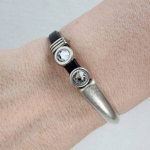 My Wristy Business Sterling Silver & Black Magnetic Cuff Bracelet